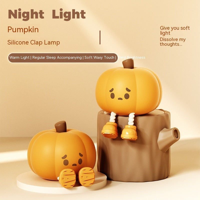 Flag Village Home Decor Halloween Pumpkin Night Light Cute Soft Silicone Lamp Touch  Dimmable Rechargeable Bedside Decor Light Kids Gifts Halloween Decorations