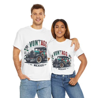 Flag Village Mexico Vintage Car Flag T-SHIRT Heavy Cotton Tee MEX0002