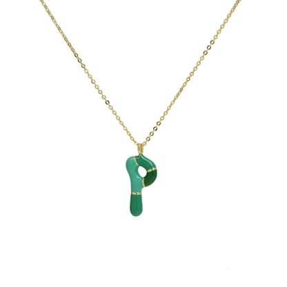 Flag Village Brass Epoxy Capsule 26 Letter Necklace For Women Initial Alphabet Pendant Necklace Fashion Link Chain Jewelry Gifts