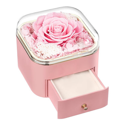 Flag Village Valentines Day Rose Flower Drawer Jewelry Box Earrings Ring Necklace Storage Valentine's Day Gift Box Romantic Jewelry Packaging Box