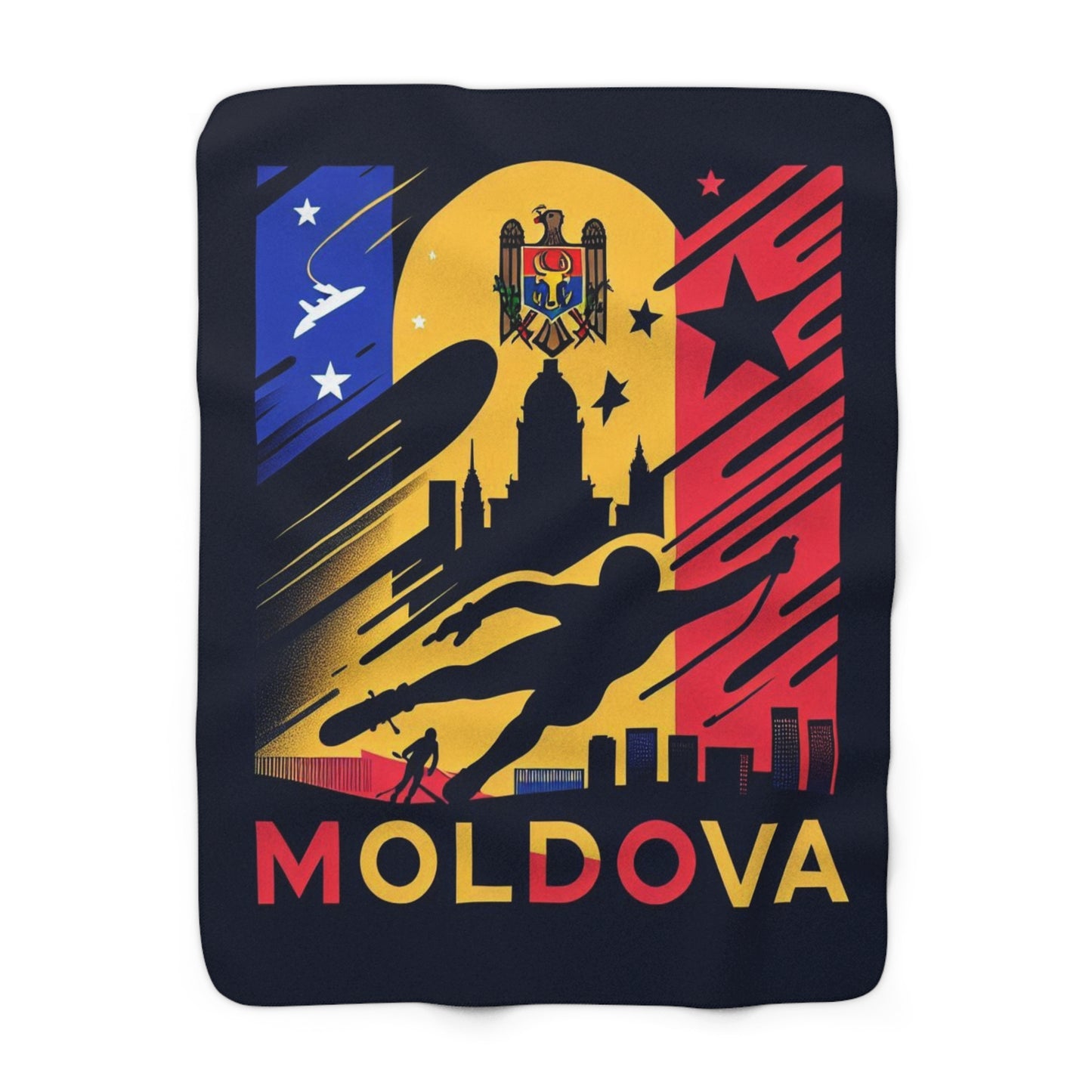 Flag Village Moldova Sporting Flag Sherpa Fleece Blanket MDA0009