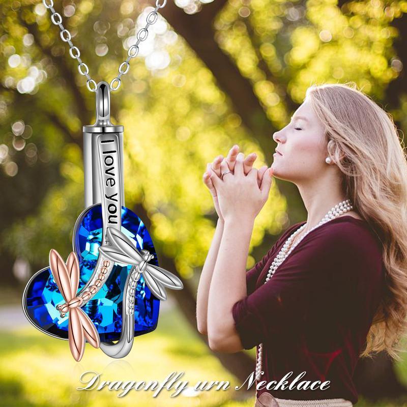 Flag Village Sterling Silver Dragonfly Crystal Urn Pendant Necklace as Gifts for Women