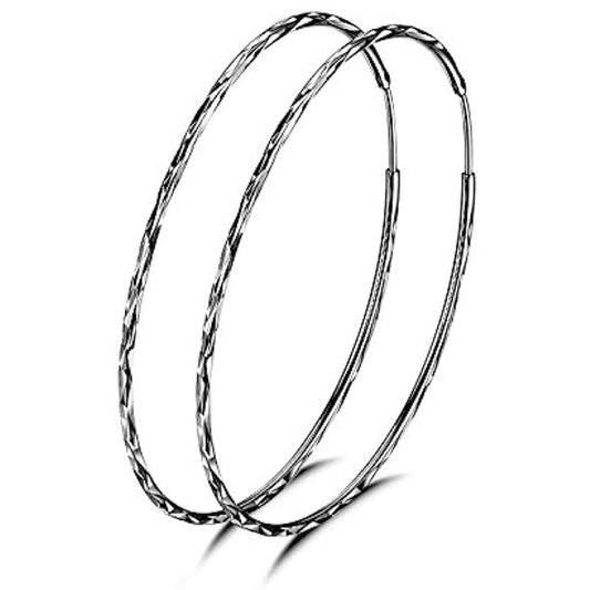 Flag Village Sterling Silver Classic Hoop Drop Earrings Jewelry Gifts for Women 20mm
