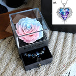 Flag Village Valentines Day Gift Women Rose Jewelry Box Dried Flower Real Flowers Eternal Roses In Box