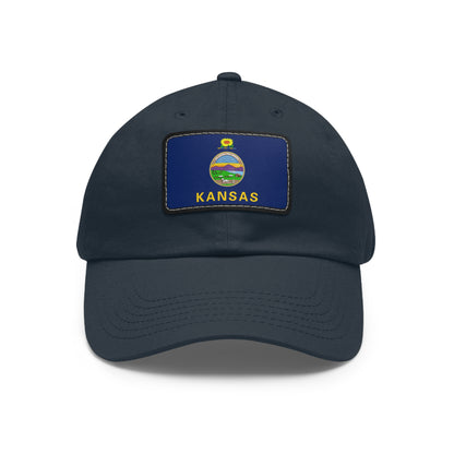 Flag Village USA Kansas State Flag Hat Cap with Leather Patch