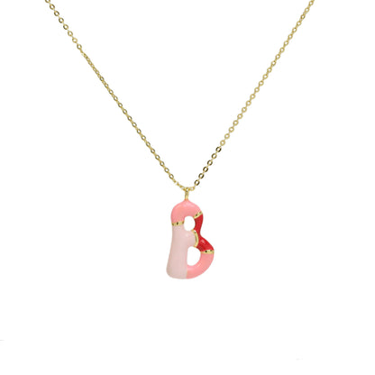Flag Village Brass Epoxy Capsule 26 Letter Necklace For Women Initial Alphabet Pendant Necklace Fashion Link Chain Jewelry Gifts