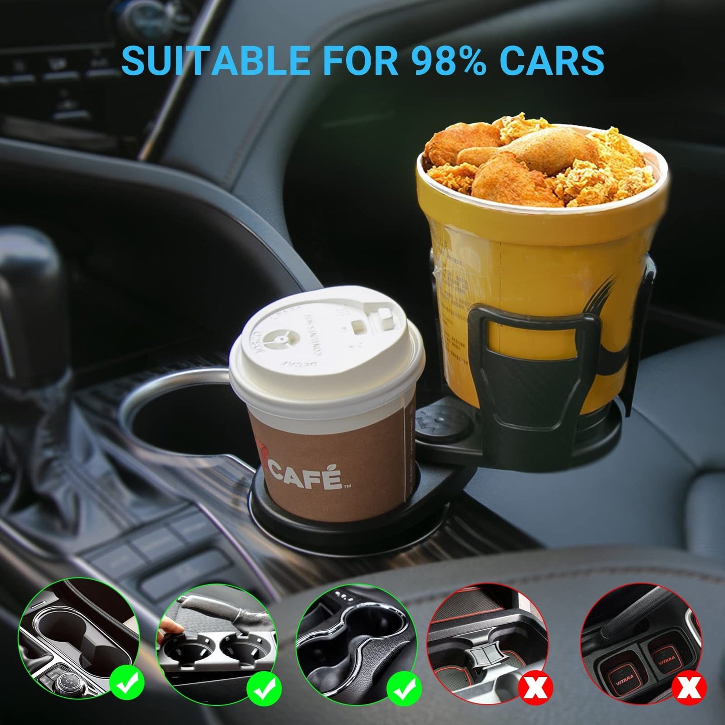 Flag Village Auto Tools Car Drinking Bottle Holder 360 Degrees Rotatable Water Cup Holder Sunglasses Phone Organizer Storage Car Interior Accessories