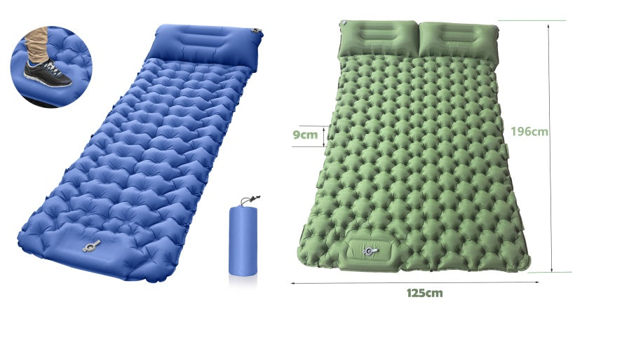 Flag Village Outdoor Camping Travel Portable Inflatable Cushion Built-in Foot Inflatable