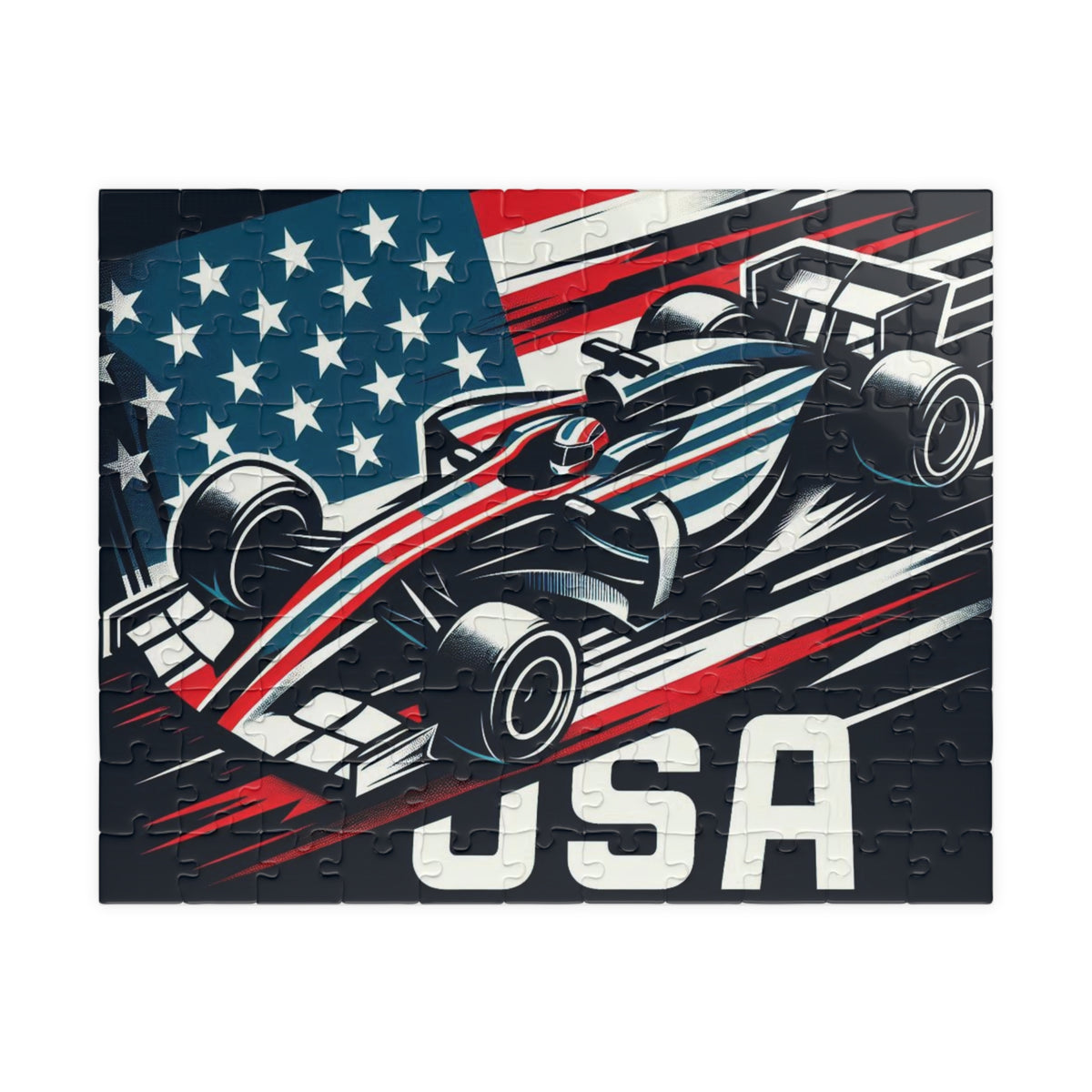 Flag Village United States Racing Car Puzzle 110 Piece