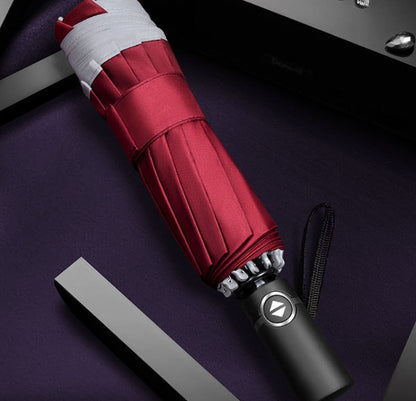 Flag Village Inverted Umbrella Travel Portable Windproof Folding Umbrella,10Ribs Auto  Close Umbrella,Reflective Stripes For Night Safety