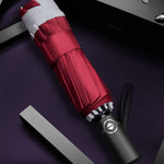 Flag Village Inverted Umbrella Travel Portable Windproof Folding Umbrella,10Ribs Auto  Close Umbrella,Reflective Stripes For Night Safety