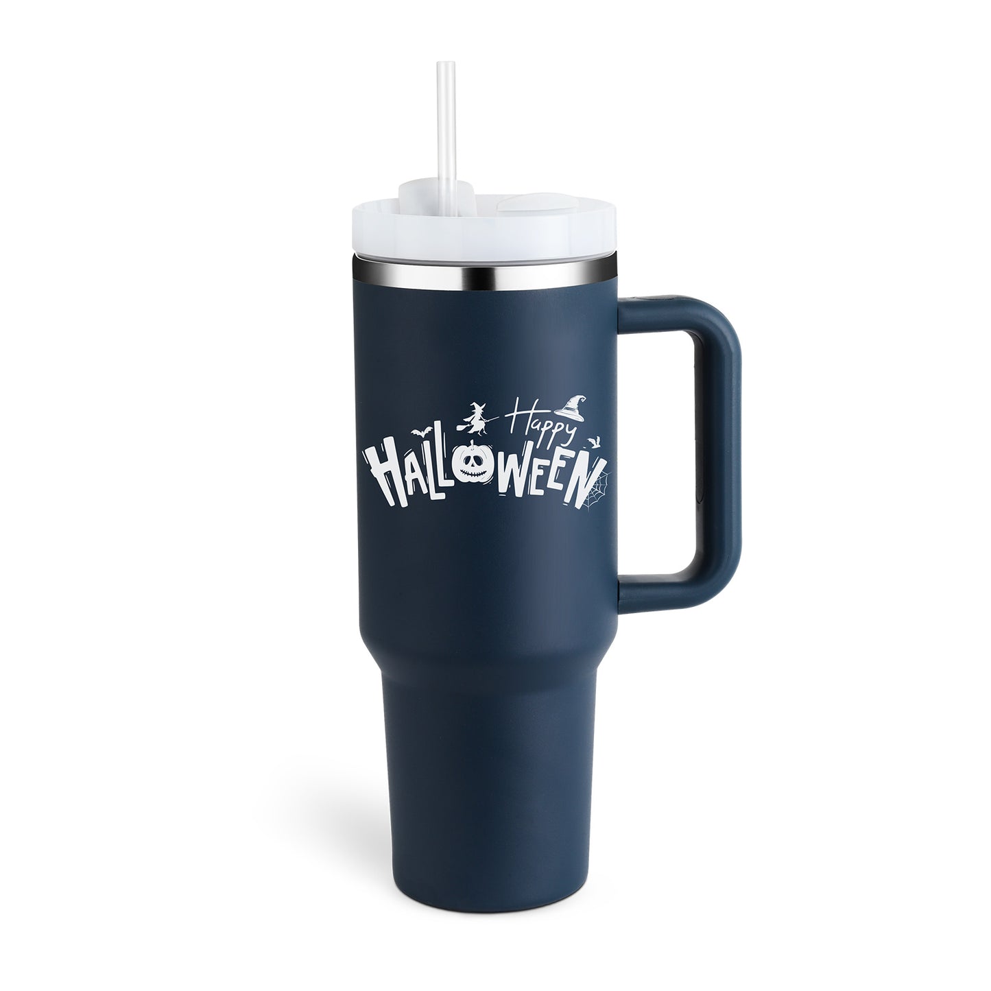 Flag Village 40 Oz Tumbler With Handle Straw Insulated, Stainless Steel Spill Proof Vacuum Coffee Cup Tumbler With Lid Tapered Mug Gifts For Valentine Lover Suitable For Car Gym Office Travel