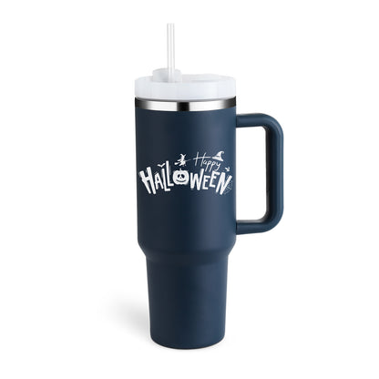 Flag Village 40 Oz Tumbler With Handle Straw Insulated, Stainless Steel Spill Proof Vacuum Coffee Cup Tumbler With Lid Tapered Mug Gifts For Valentine Lover Suitable For Car Gym Office Travel