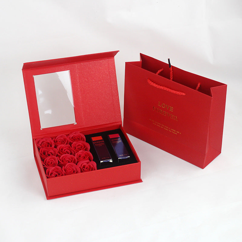 Flag Village Pearl Paper Window Jewelry Lipstick Gift Box Set