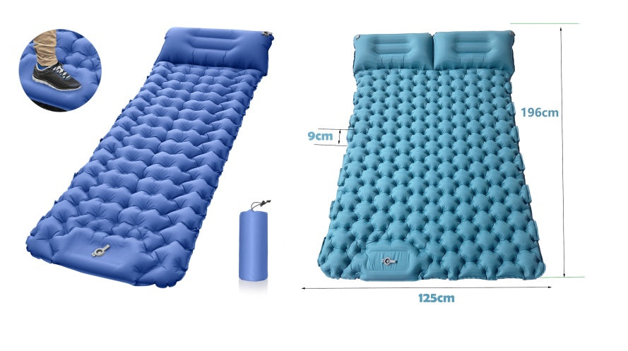 Flag Village Outdoor Camping Travel Portable Inflatable Cushion Built-in Foot Inflatable