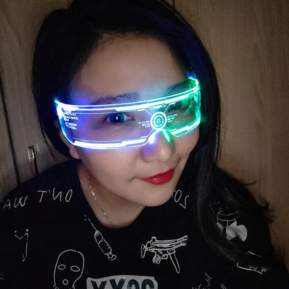 Flag Village LED Luminous Glasses Party Bar Disco Punk Glasses Futuristic Style Festival Goggles Decoration Gifts
