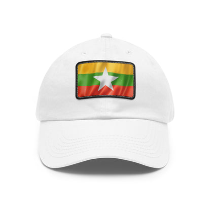 Flag Village Myanmar Flag Hat Cap with Leather Patch