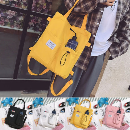 Flag Village Canvas Bags Handbag With Pockets Preppy Buckpack Shoulder Bag For Women
