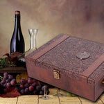 Flag Village Creative Wine Box Leather Gift Box Handmade Home Kitchen Bar Accessories Decor Lafite Wine Holder Wine Packaging Box Friend Gift