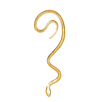 Flag Village Non-hole Ear Clip Vintage Zircon Snake-shaped Earrings For Women Exaggerated Fake Cartilage Ear Cuff Fashion Jewerly Gifts
