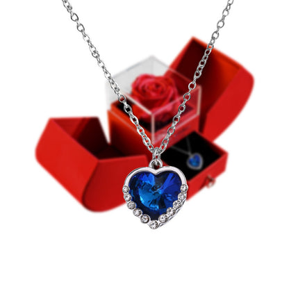 Flag Village Eternal Rose Apple Gift Box Women Necklace Valentine's Day Wedding Jewelry