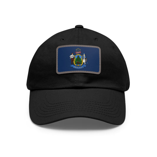 Flag Village USA Maine State Flag Hat Cap with Leather Patch