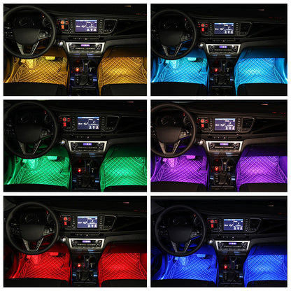 Flag Village Auto Tools Styling Decorative Lamp LED Car Interior Light Waterproof Ambient Lamp Of Wireless Remote Music Control Car RGB Strip Lights