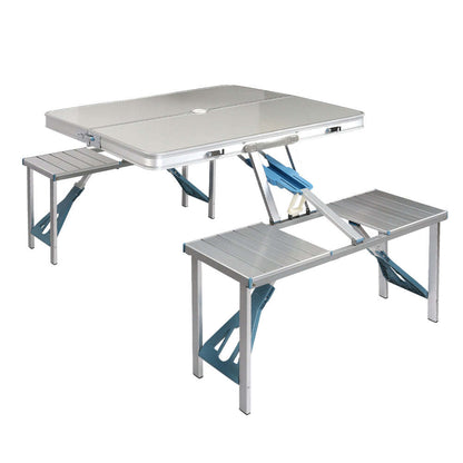 Flag Village Outdoor One-piece Folding Table And Chair Aluminum Alloy Folding Table Wholesale Barbecue Household Camping Aluminum Alloy Portable Table And Chair