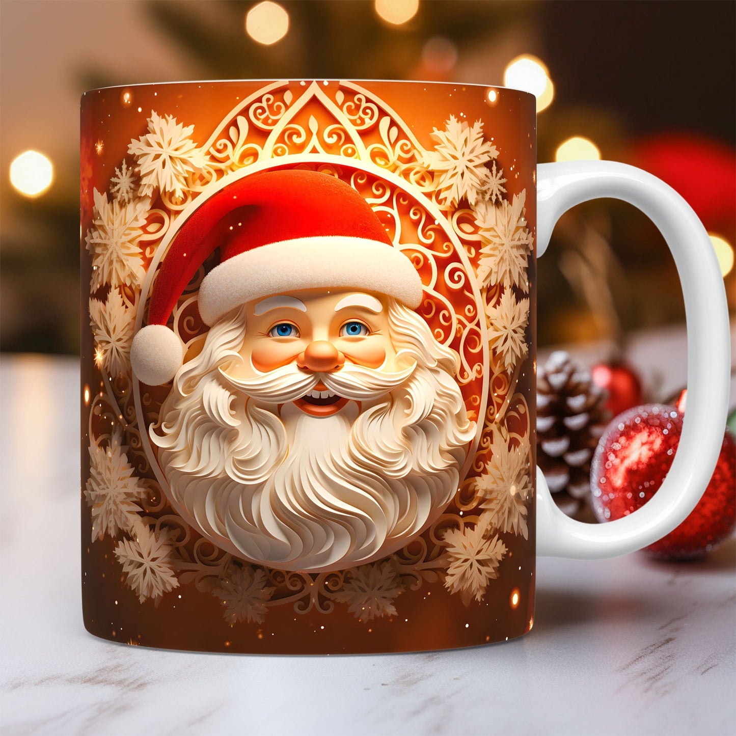 Flag Village Creative 3D Christmas Ceramic Mug Unique Space Design Snowman Santa Coffee Cup Tea Milk Mug Christmas Gifts For Kids Adults Kitchen Gadgets