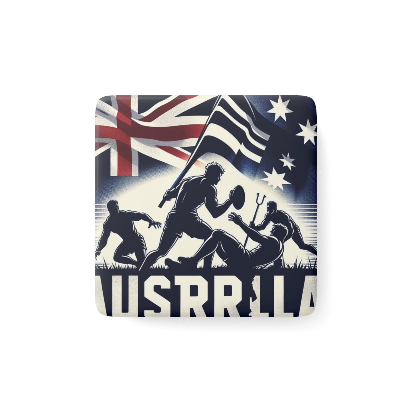 Flag Village Australia Flag Sporting Porcelain Magnet, Square AUS0006