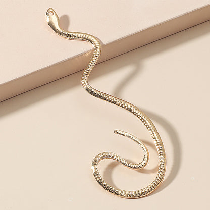 Flag Village Non-hole Ear Clip Vintage Zircon Snake-shaped Earrings For Women Exaggerated Fake Cartilage Ear Cuff Fashion Jewerly Gifts