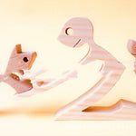 Flag Village DIY Figurine Wood Dog Ornament Sculpture Home Decoration A Man A Dog Wood Sculpture Christmas Gifts Model Decor