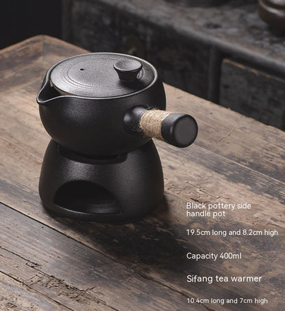 Flag Village Stoneware Japanese Kung Fu Tea Set, One Pot, Four Cups With Dry Tea Tray, Tea Maker, Warm Tea Gift Box Set