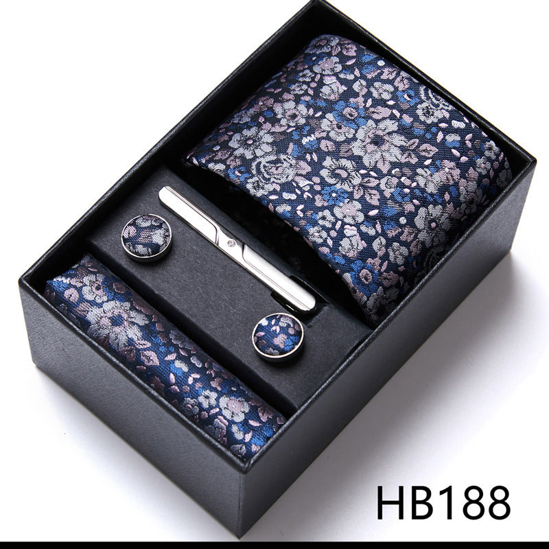 Flag Village Men's Business Formal Tie Six-piece Set Gift Box