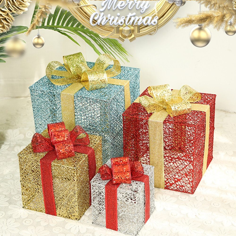 Flag Village Christmas wrought iron gift box three-piece set