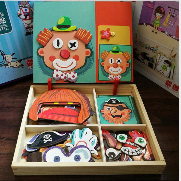 Flag Village Montessori Magnetic Fun Puzzle Children's Wooden Puzzle Box Game Cartoon Educational Painting Toys For Children Gift Antistress