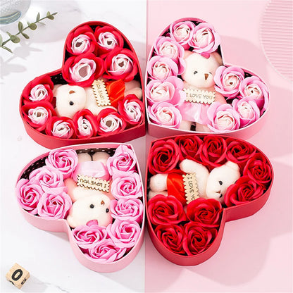 Flag Village Heart-shaped Rose Red Gift Box New Year Christmas Gift Box Valentine's Day Christmas Gift Mother's Day Birthday Gift