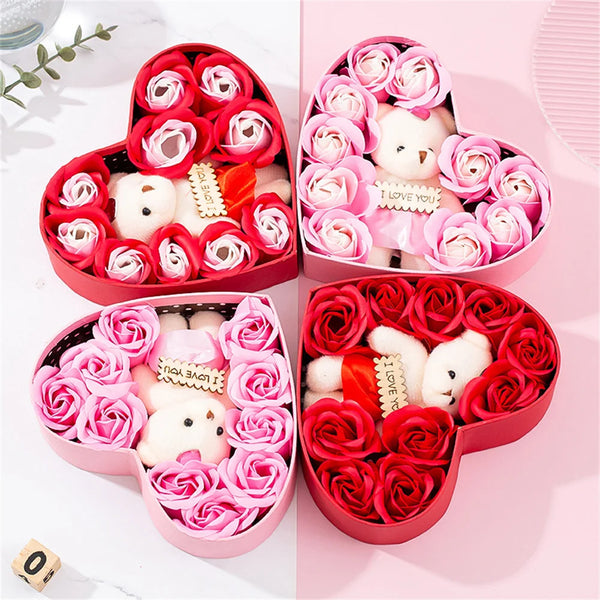 Flag Village Heart-shaped Rose Red Gift Box New Year Christmas Gift Box Valentine's Day Christmas Gift Mother's Day Birthday Gift