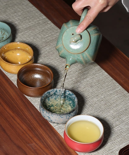 Flag Village Kiln Baked Five-shaped Cup Porcelain Kung Fu Tea Set Gift Box