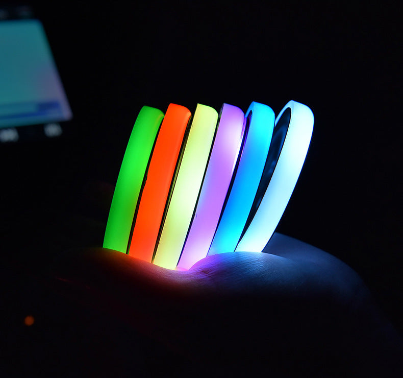 Flag Village Auto Tools Colorful Cup Holder LED Light-up Coaster Solar & USB Charging Non-slip Coaster Ambient Light For Car Automatically