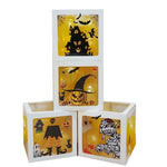 Flag Village Halloween Balloon Boxes Black Transparent Box Block With Ghost Pumpkin Horror Sticker Gift For Halloween Party Decor Supply