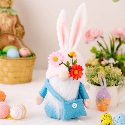 Flag Village Easter Faceless Gnome Rabbit Doll DIY Handmade Home Decoration Spring Hanging Bunny Ornaments Kids Gifts