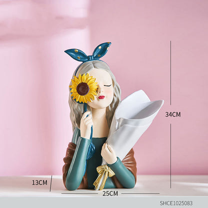 Flag Village Home Decor Girl Figurine Resin Sculpture Abstract Art Room Decor Nordic Decoration Home Living Room Decoration Accessories Gifts