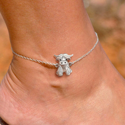 Flag Village 925 Sterling Silver Highland Cow Anklet Braclet Animal Jewelry Gifts