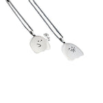 Flag Village Stainless Steel Cute Ghost Couple Necklace Kawaii Animal Cat Pendant Necklace Lovers Friendship Jewelry Gifts