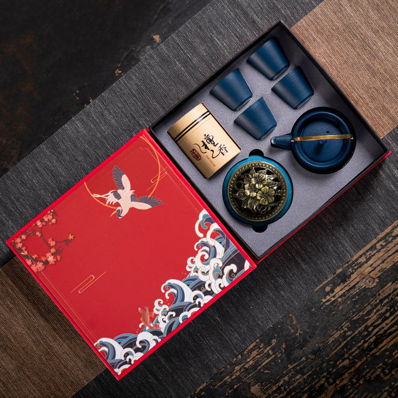 Flag Village Ceramic Kung Fu Tea Set Gift Box Set Business Small Gift