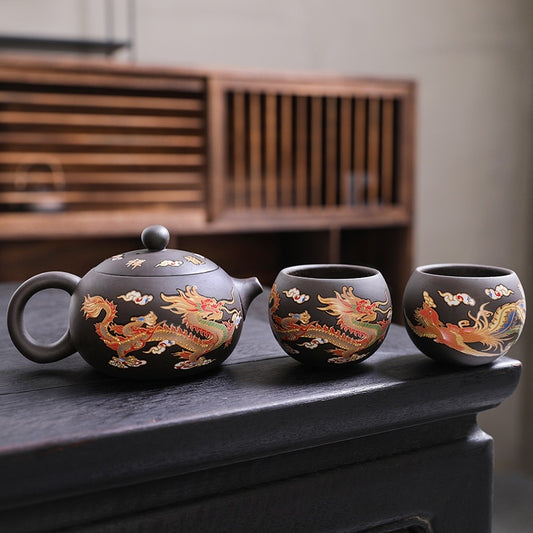 Flag Village Handmade Fengming Teapot Single Teapot Ceramic Household Tea Set Gift Box