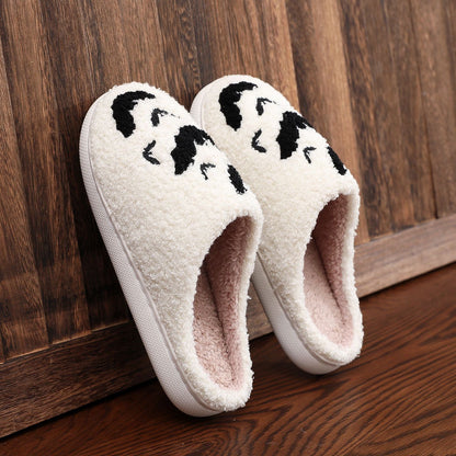 Flag Village Funny Bat Slipper Halloween Pumpkin Flat Indoor House Shoes For Women Men Soft Plush Cozy Horror Fashion Halloween Gifts