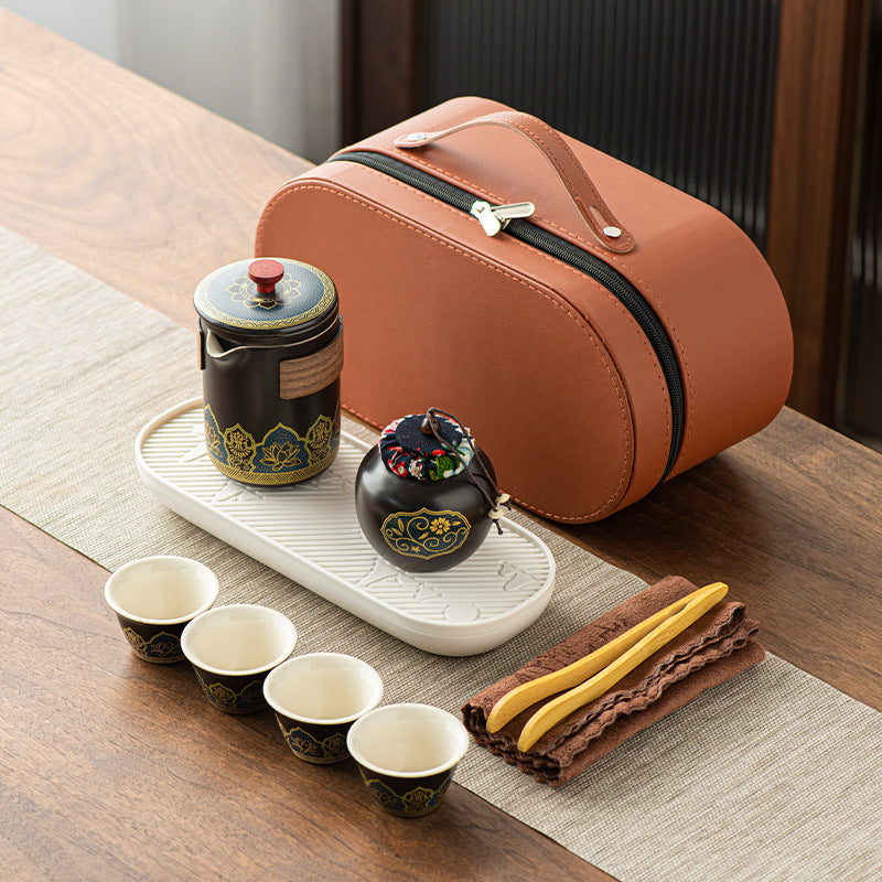 Flag Village Tea Set Suit Ceramic One Pot Four Cups Gift Box