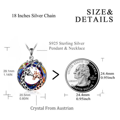 Flag Village Giraffe Pendant Necklace Sterling Silver Crystal Jewelry Gifts for Women Teens Girls
